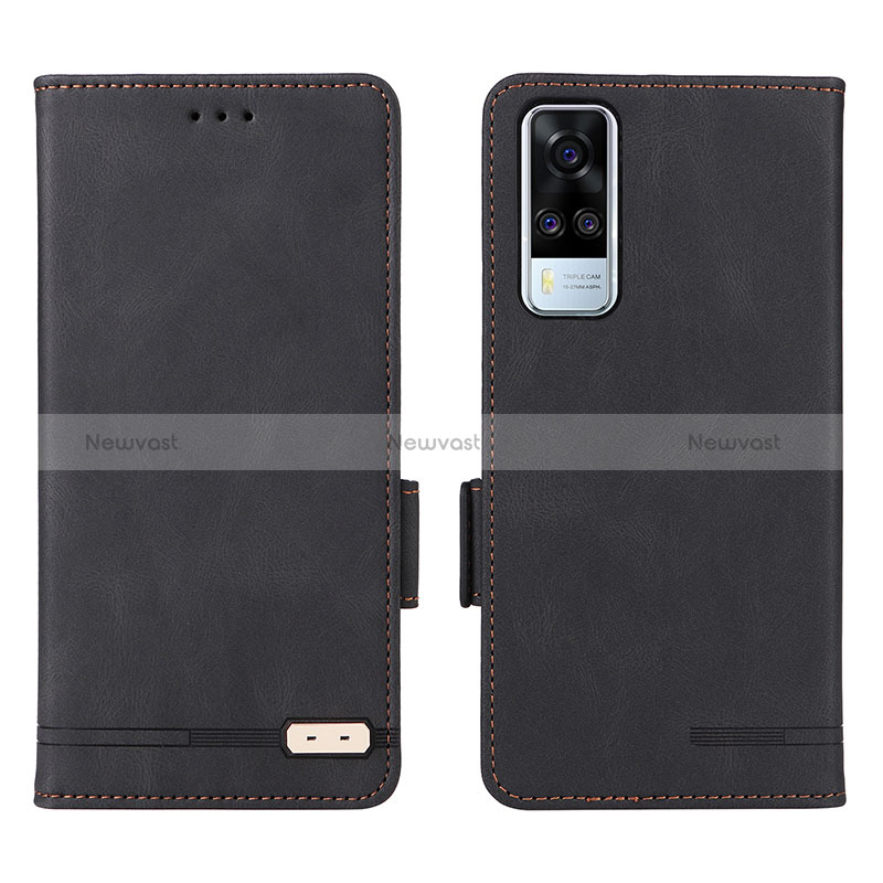 Leather Case Stands Flip Cover Holder L07Z for Vivo Y31 (2021) Black
