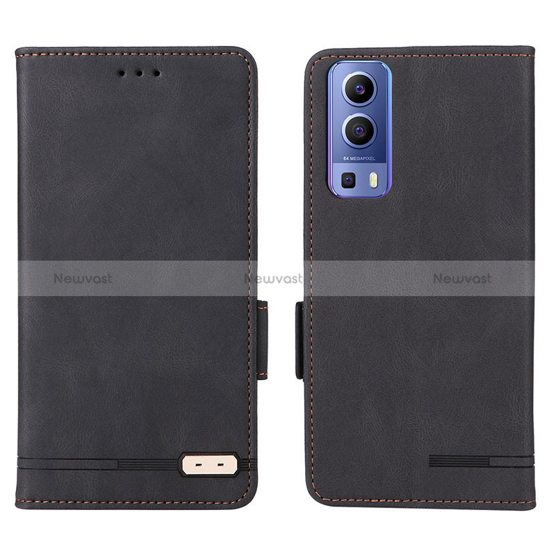 Leather Case Stands Flip Cover Holder L07Z for Vivo Y72 5G Black