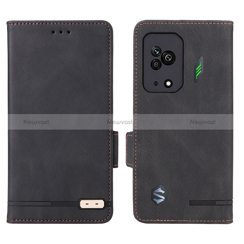 Leather Case Stands Flip Cover Holder L07Z for Xiaomi Black Shark 5 5G Black