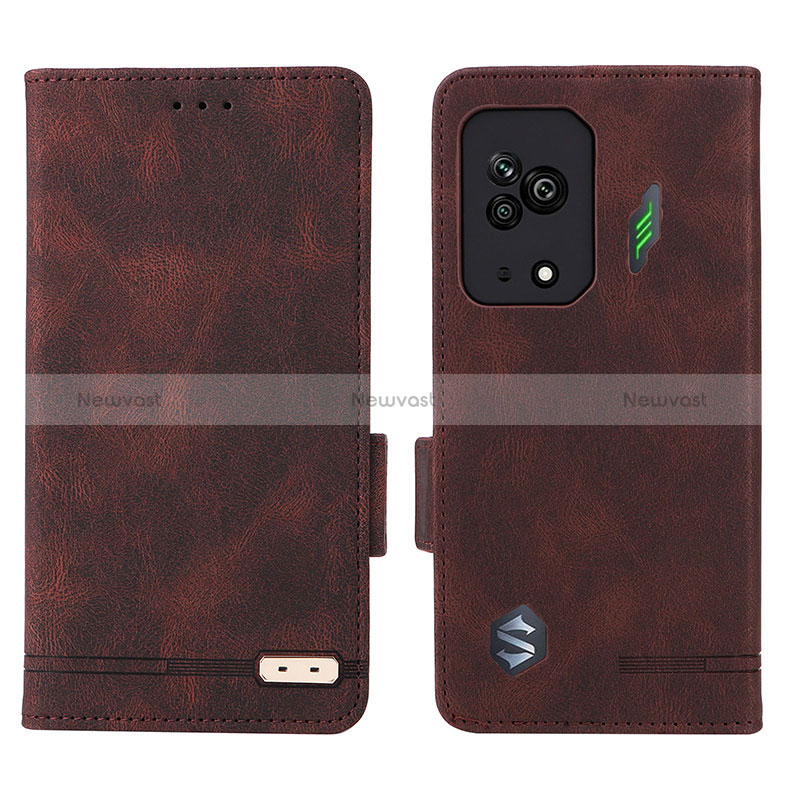 Leather Case Stands Flip Cover Holder L07Z for Xiaomi Black Shark 5 5G Brown