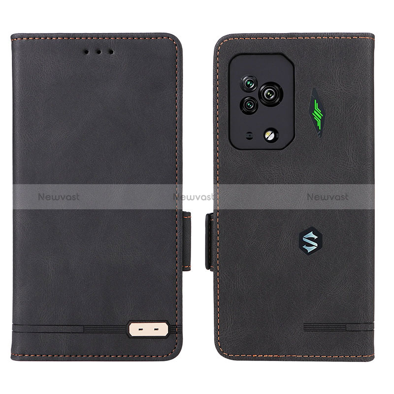 Leather Case Stands Flip Cover Holder L07Z for Xiaomi Black Shark 5 Pro 5G Black