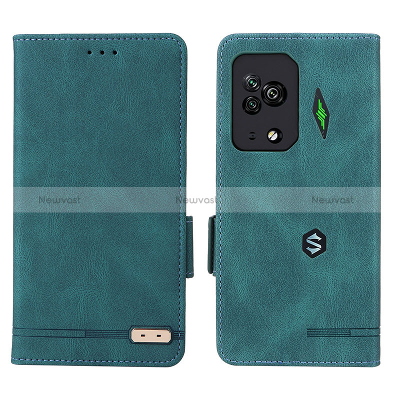 Leather Case Stands Flip Cover Holder L07Z for Xiaomi Black Shark 5 Pro 5G Green