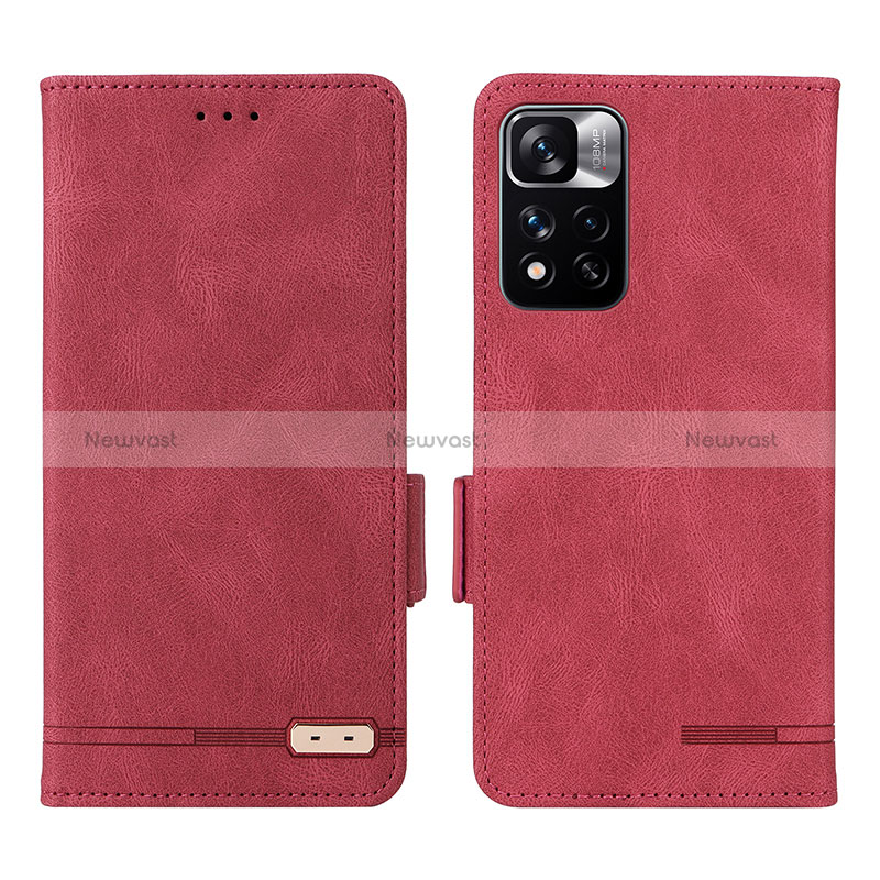 Leather Case Stands Flip Cover Holder L07Z for Xiaomi Mi 11i 5G (2022) Red