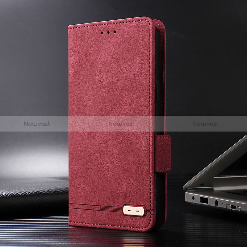 Leather Case Stands Flip Cover Holder L07Z for Xiaomi Mi 14 Pro 5G Red