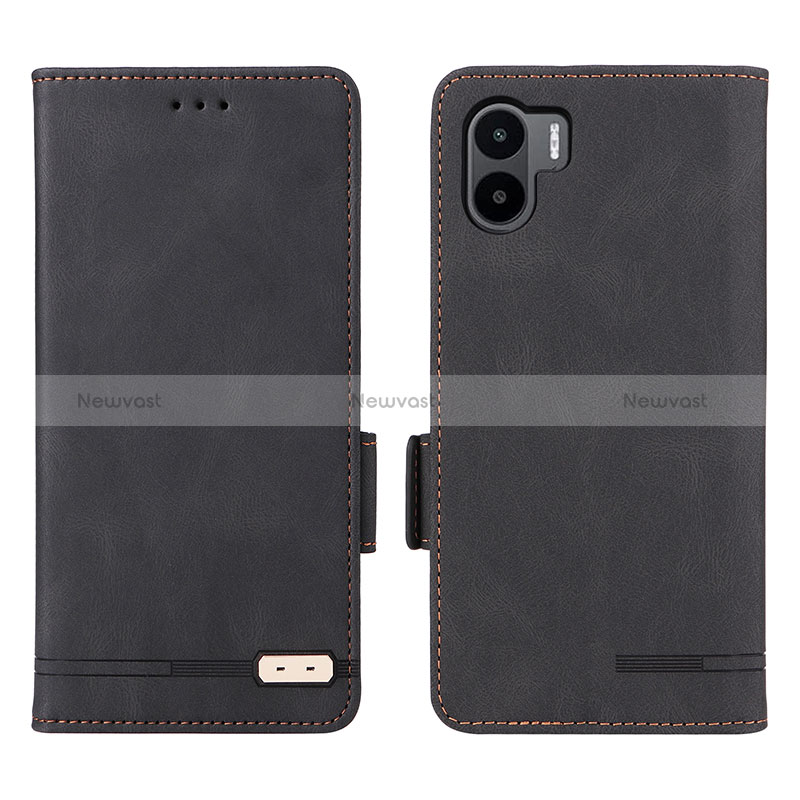 Leather Case Stands Flip Cover Holder L07Z for Xiaomi Poco C50 Black