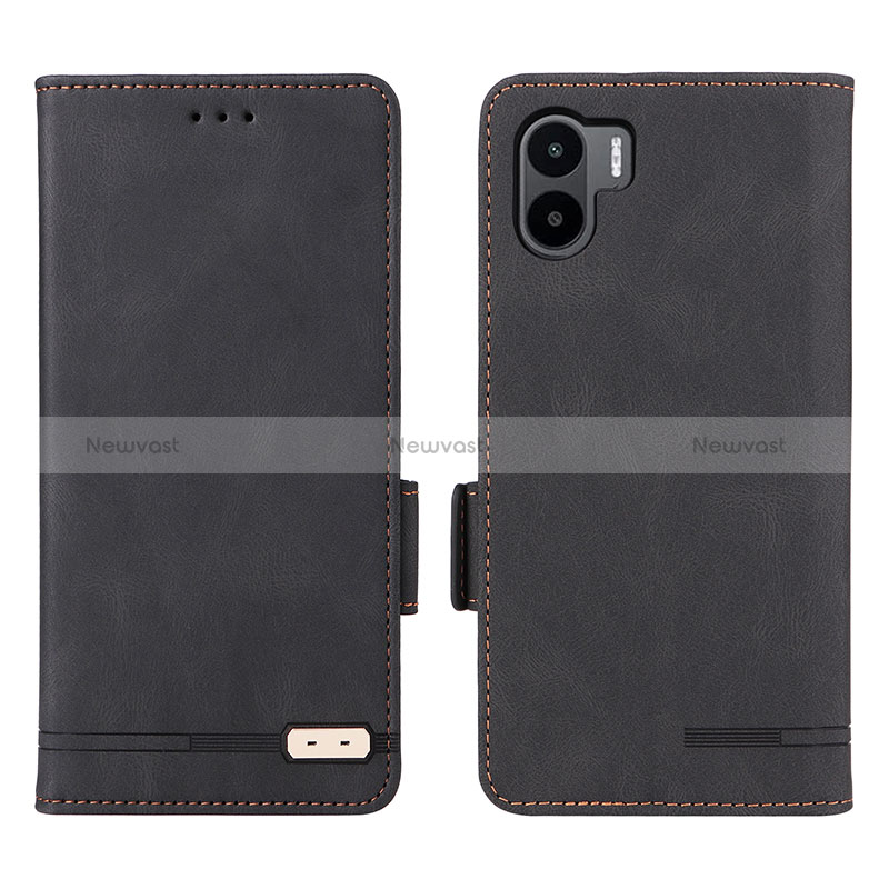 Leather Case Stands Flip Cover Holder L07Z for Xiaomi Poco C51 Black