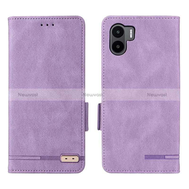 Leather Case Stands Flip Cover Holder L07Z for Xiaomi Poco C51 Purple