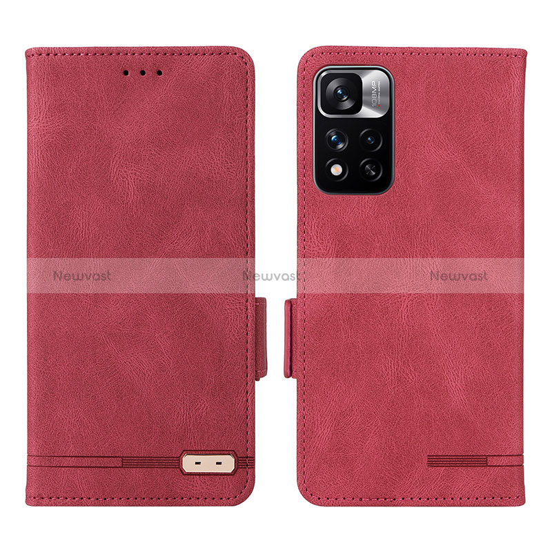 Leather Case Stands Flip Cover Holder L07Z for Xiaomi Poco X4 NFC Red