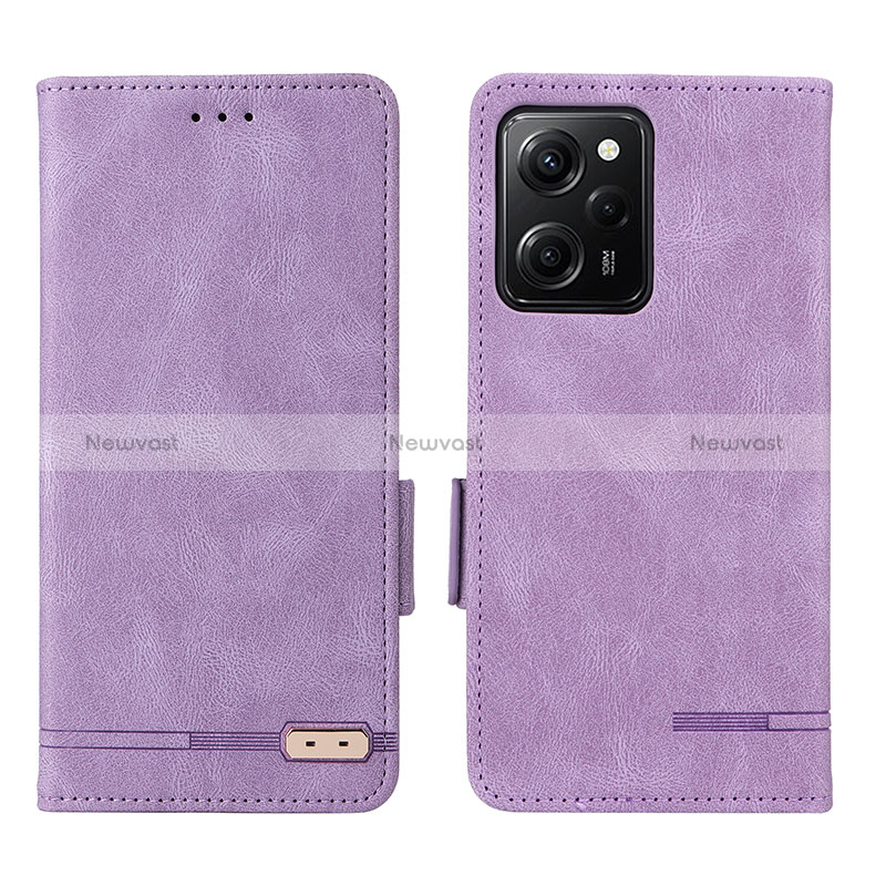 Leather Case Stands Flip Cover Holder L07Z for Xiaomi Poco X5 Pro 5G Purple