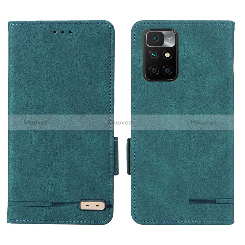 Leather Case Stands Flip Cover Holder L07Z for Xiaomi Redmi 10 (2022) Green