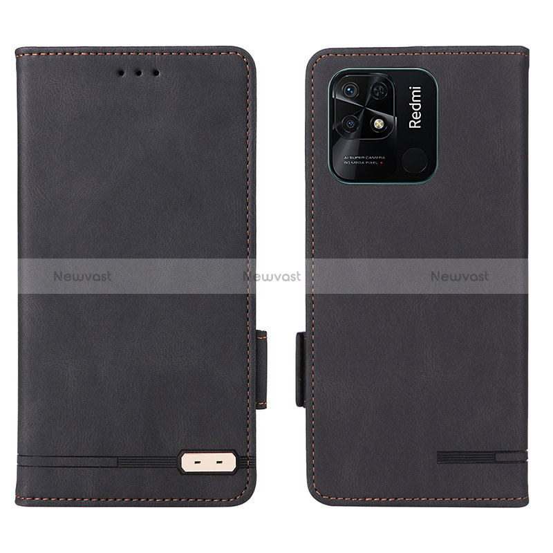 Leather Case Stands Flip Cover Holder L07Z for Xiaomi Redmi 10 Power Black