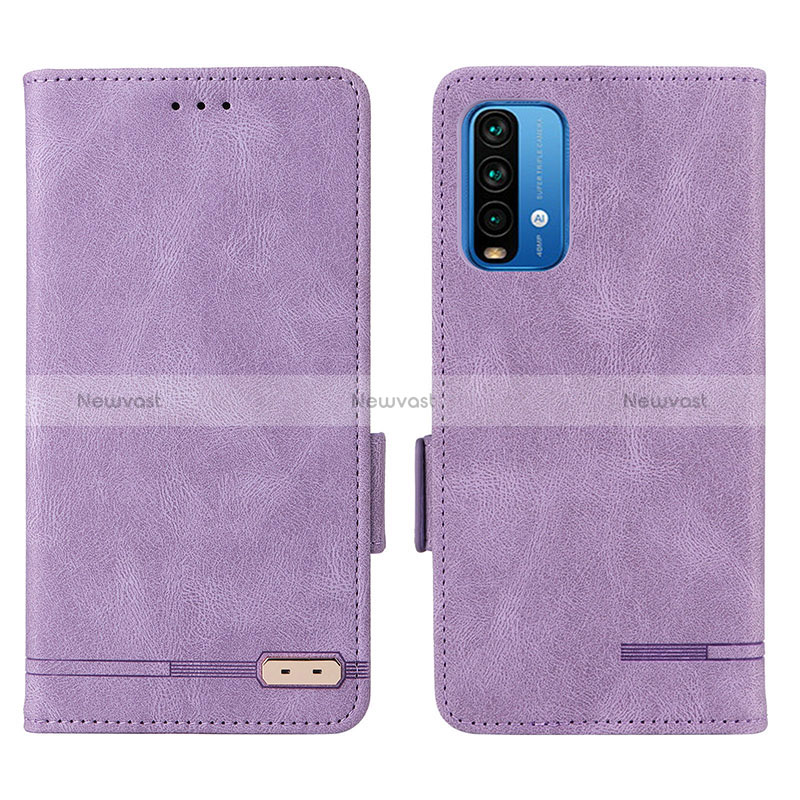 Leather Case Stands Flip Cover Holder L07Z for Xiaomi Redmi 9 Power Purple