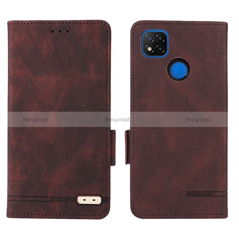 Leather Case Stands Flip Cover Holder L07Z for Xiaomi Redmi 9C NFC Brown