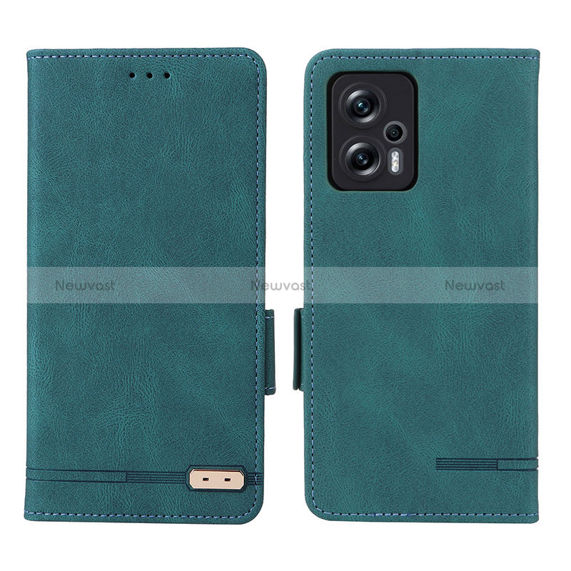 Leather Case Stands Flip Cover Holder L07Z for Xiaomi Redmi K50i 5G Green