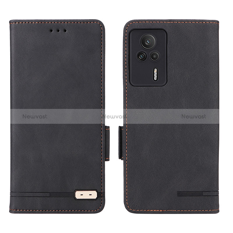 Leather Case Stands Flip Cover Holder L07Z for Xiaomi Redmi K60E 5G Black