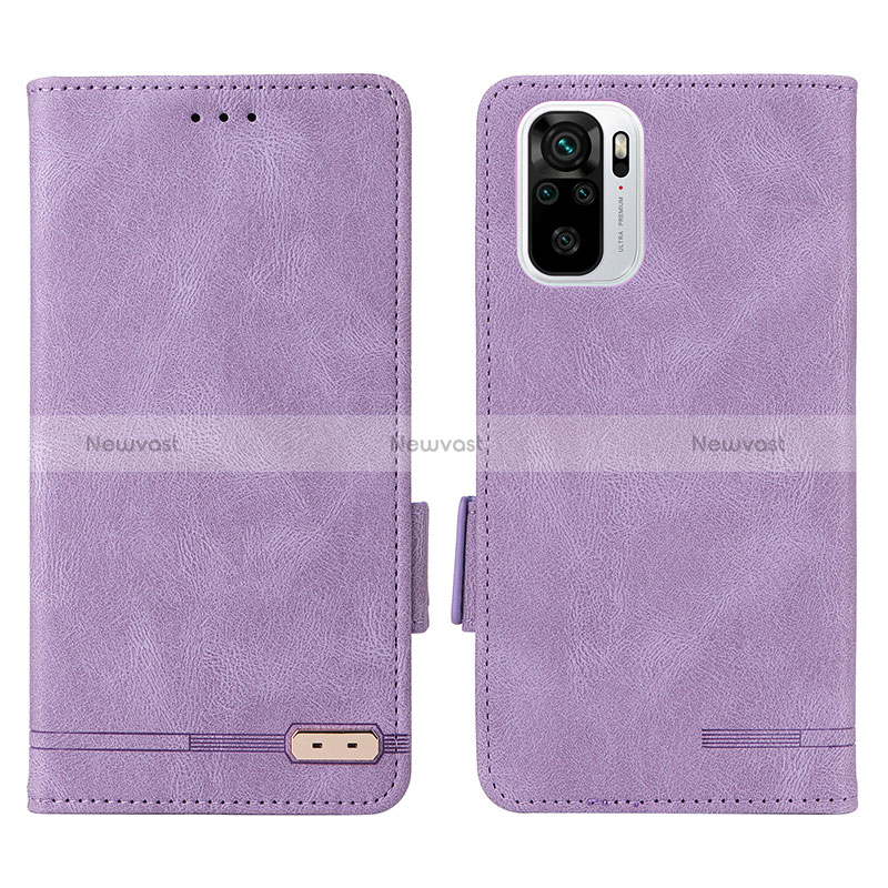 Leather Case Stands Flip Cover Holder L07Z for Xiaomi Redmi Note 10S 4G Purple