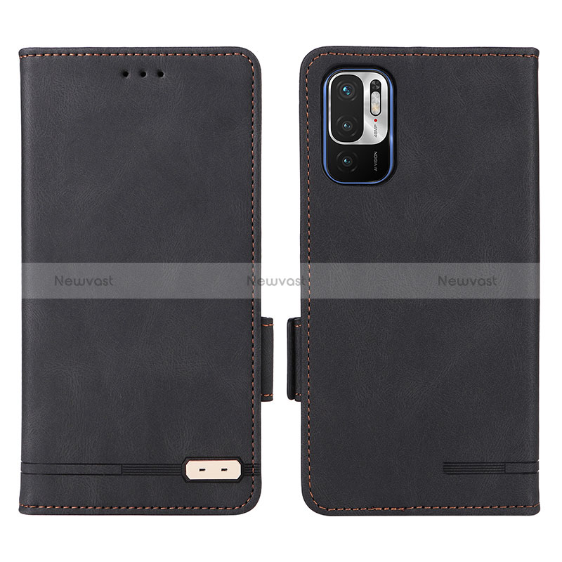 Leather Case Stands Flip Cover Holder L07Z for Xiaomi Redmi Note 10T 5G Black