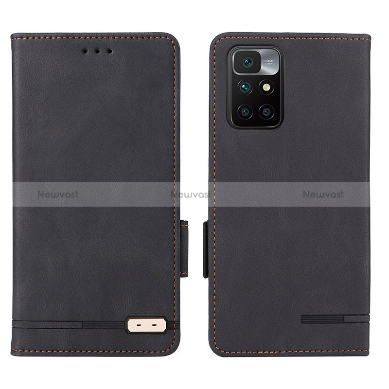 Leather Case Stands Flip Cover Holder L07Z for Xiaomi Redmi Note 11 4G (2021) Black