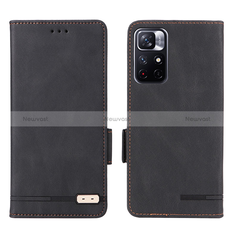 Leather Case Stands Flip Cover Holder L07Z for Xiaomi Redmi Note 11 5G Black