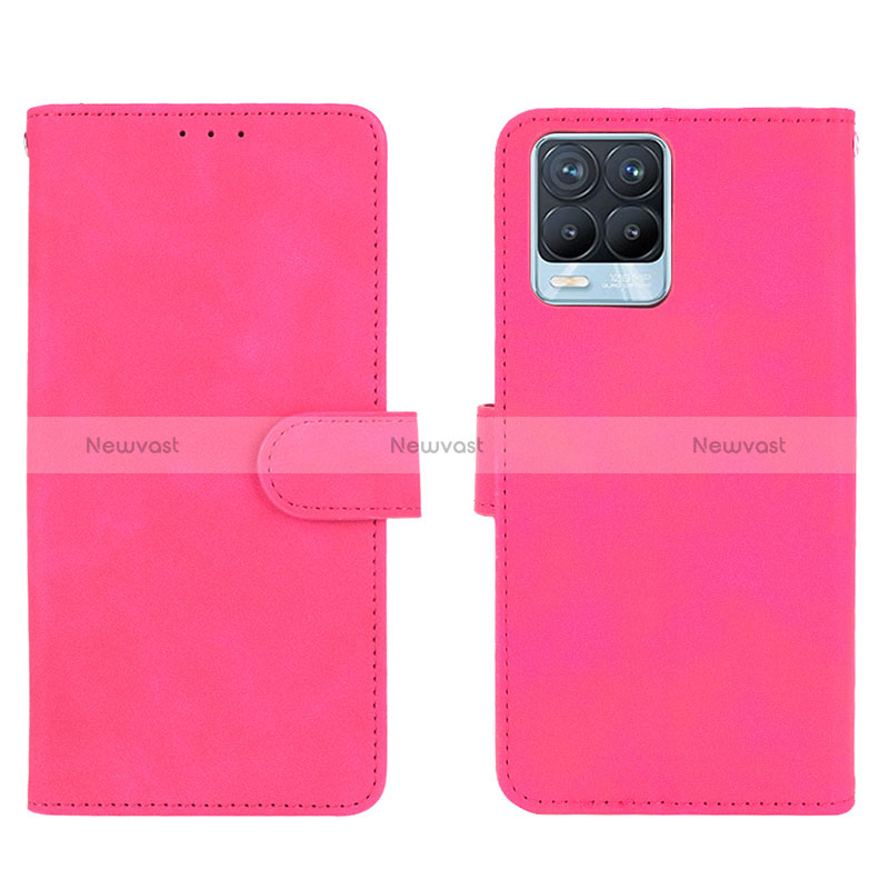 Leather Case Stands Flip Cover Holder L08Z for Realme 8 4G Hot Pink