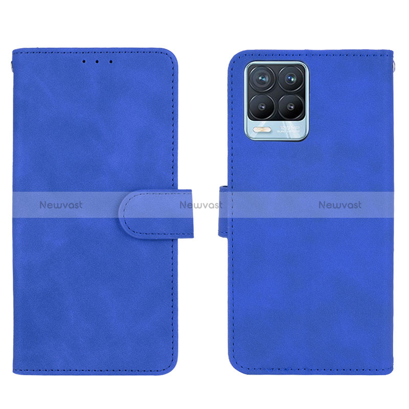 Leather Case Stands Flip Cover Holder L08Z for Realme 8 Pro Blue