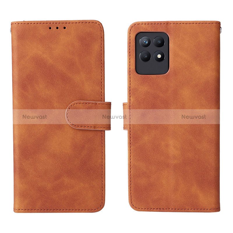 Leather Case Stands Flip Cover Holder L08Z for Realme 8i Brown