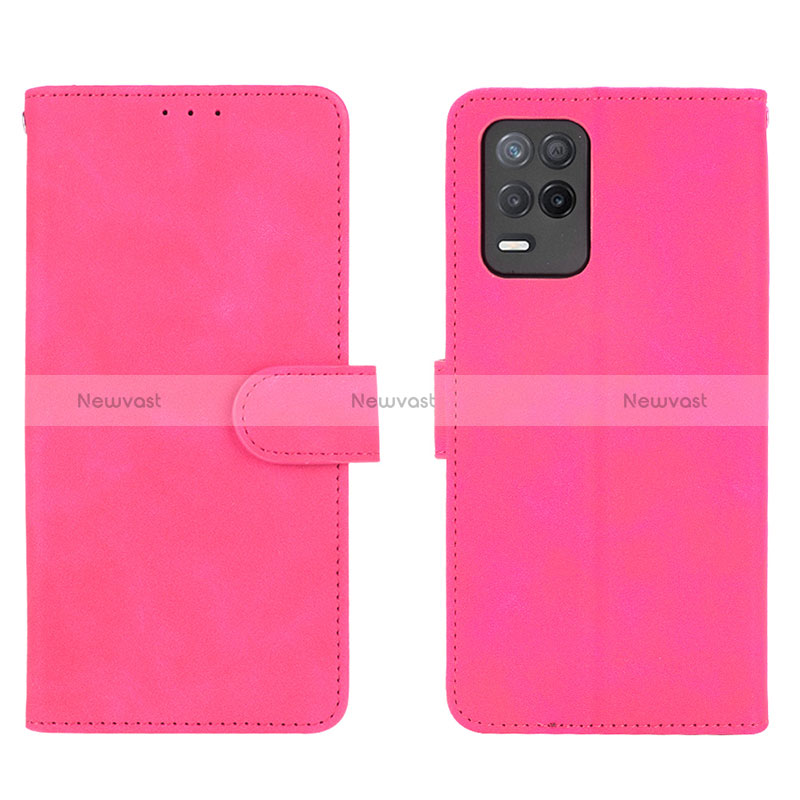 Leather Case Stands Flip Cover Holder L08Z for Realme 8s 5G Hot Pink