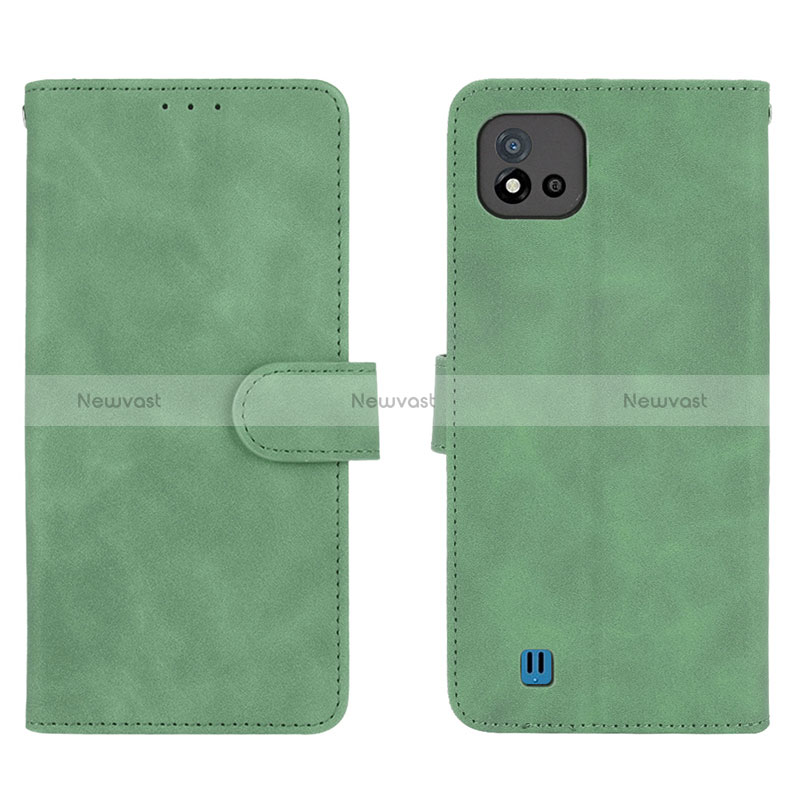 Leather Case Stands Flip Cover Holder L08Z for Realme C11 (2021) Green