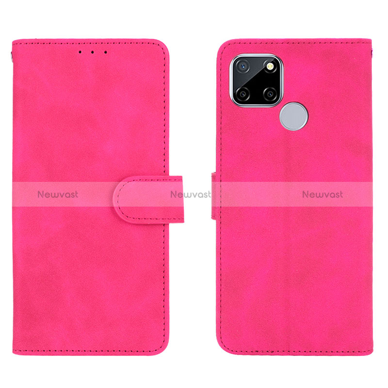 Leather Case Stands Flip Cover Holder L08Z for Realme C12 Hot Pink