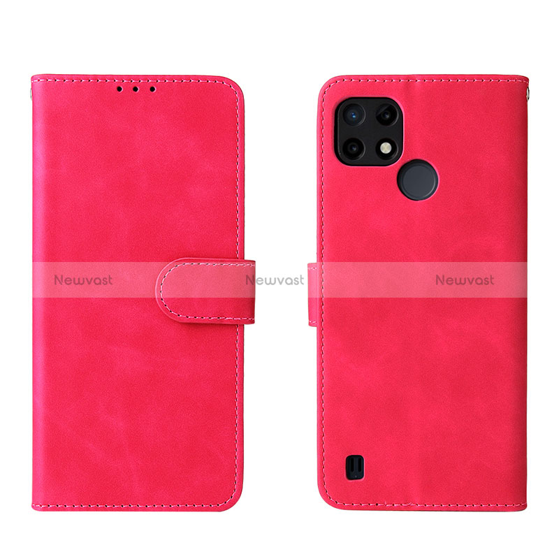 Leather Case Stands Flip Cover Holder L08Z for Realme C21Y Hot Pink