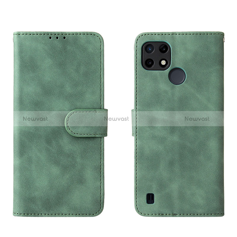 Leather Case Stands Flip Cover Holder L08Z for Realme C25Y India Green