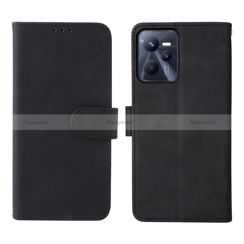 Leather Case Stands Flip Cover Holder L08Z for Realme C35 Black