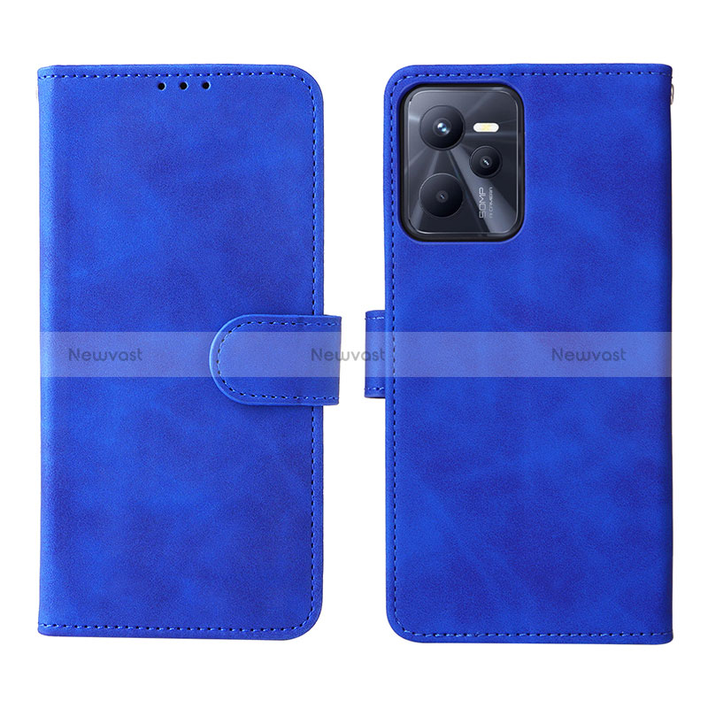 Leather Case Stands Flip Cover Holder L08Z for Realme Narzo 50A Prime Blue