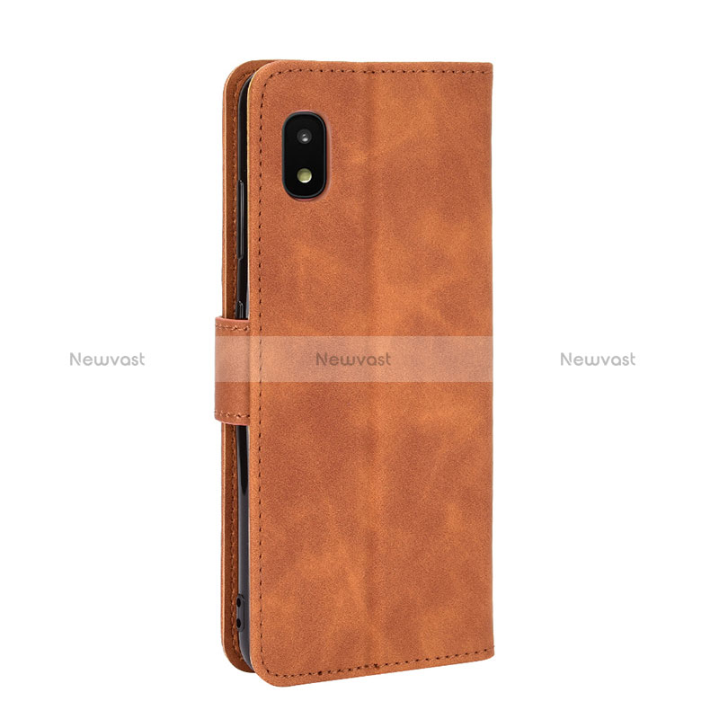 Leather Case Stands Flip Cover Holder L08Z for Samsung Galaxy A21 SC-42A Brown