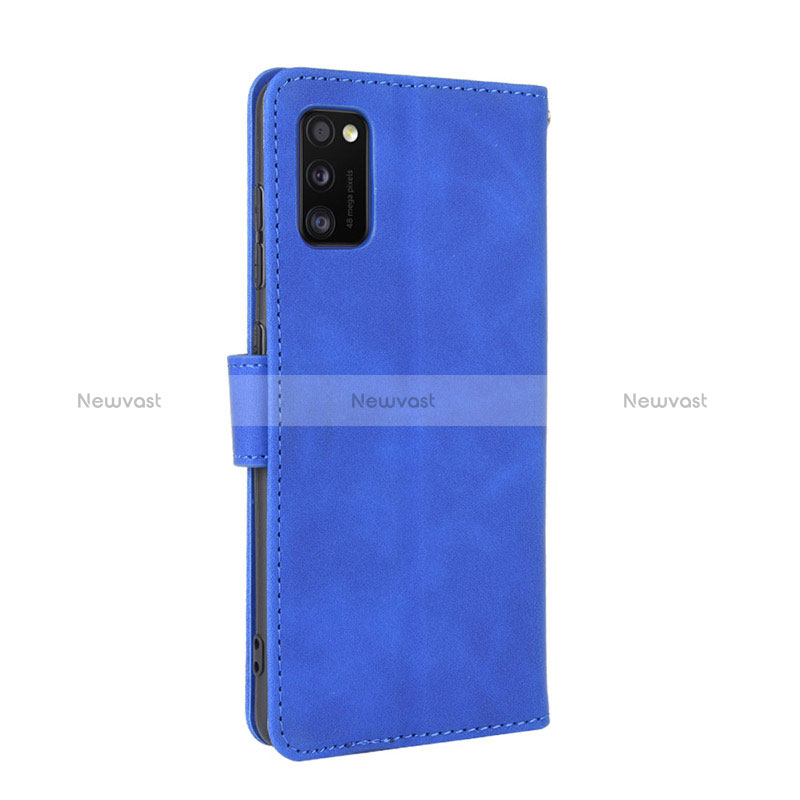 Leather Case Stands Flip Cover Holder L08Z for Samsung Galaxy A41 Blue