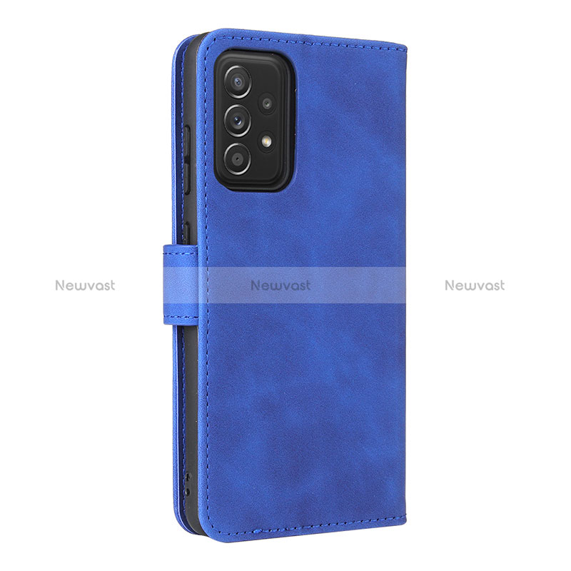 Leather Case Stands Flip Cover Holder L08Z for Samsung Galaxy A52 5G Blue