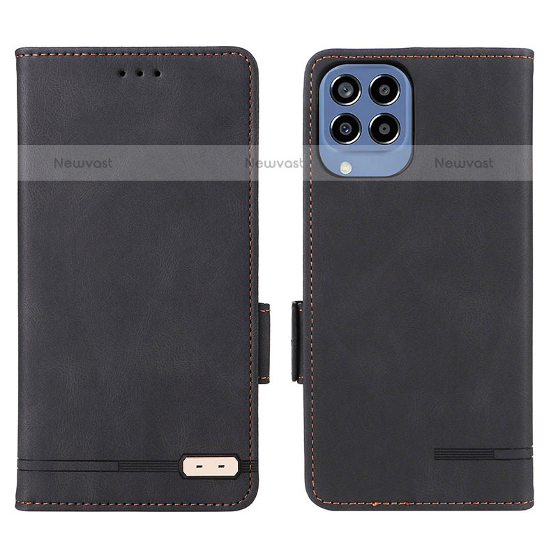 Leather Case Stands Flip Cover Holder L08Z for Samsung Galaxy M33 5G Black