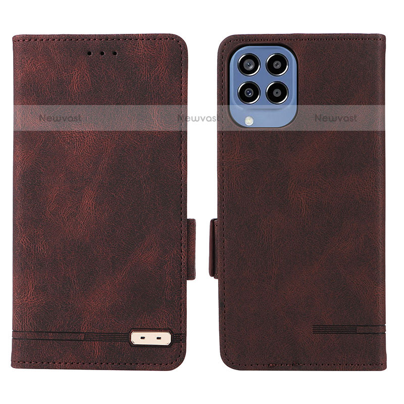 Leather Case Stands Flip Cover Holder L08Z for Samsung Galaxy M33 5G Brown