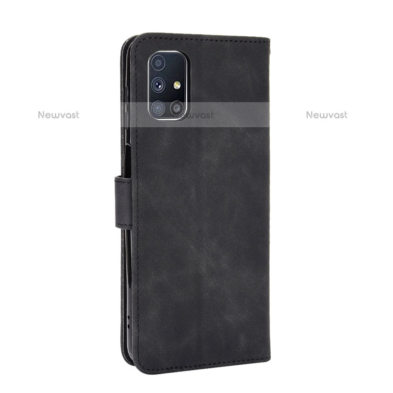 Leather Case Stands Flip Cover Holder L08Z for Samsung Galaxy M51 Black