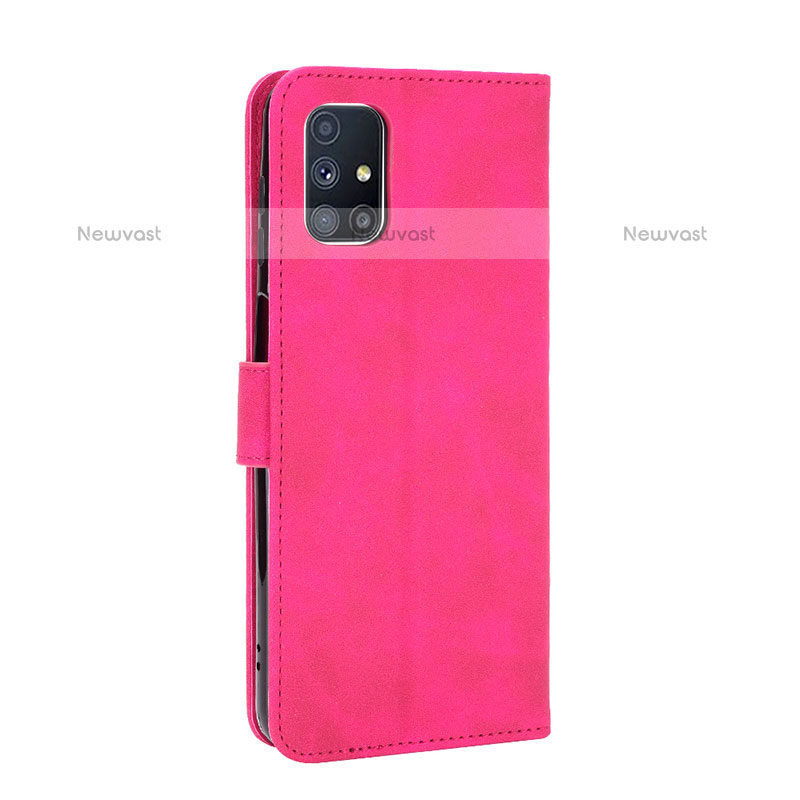 Leather Case Stands Flip Cover Holder L08Z for Samsung Galaxy M51 Hot Pink