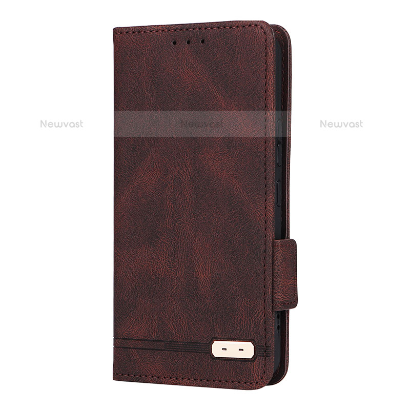 Leather Case Stands Flip Cover Holder L08Z for Samsung Galaxy S22 Plus 5G Brown