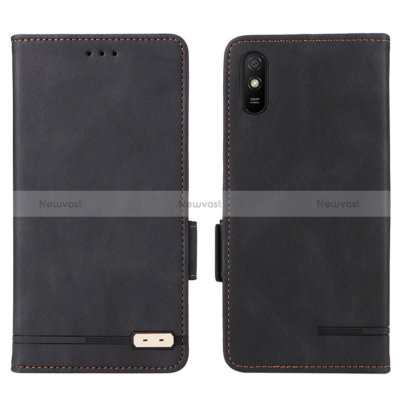 Leather Case Stands Flip Cover Holder L08Z for Xiaomi Redmi 9A Black