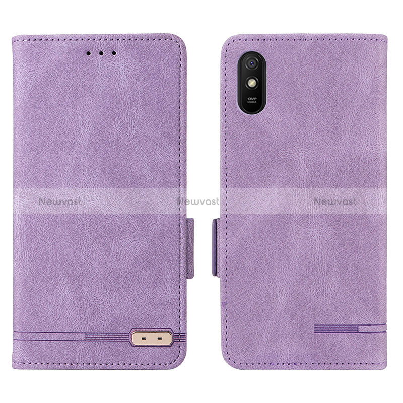 Leather Case Stands Flip Cover Holder L08Z for Xiaomi Redmi 9i Purple