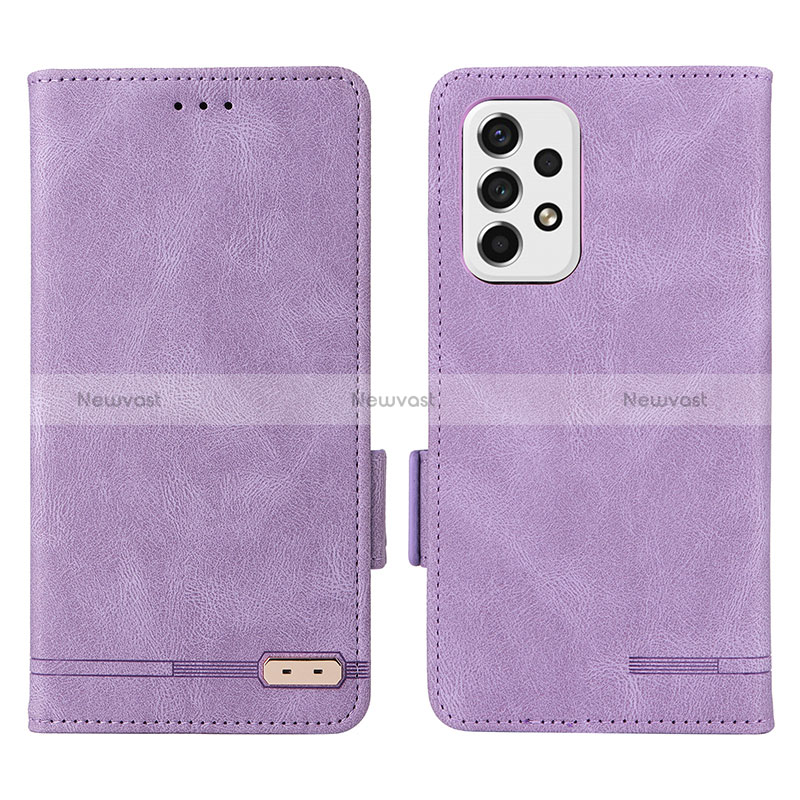 Leather Case Stands Flip Cover Holder L09Z for Samsung Galaxy A53 5G Purple