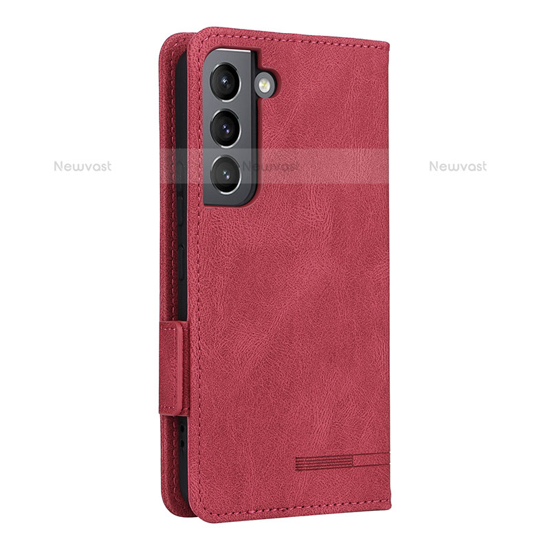 Leather Case Stands Flip Cover Holder L09Z for Samsung Galaxy S22 Plus 5G Red