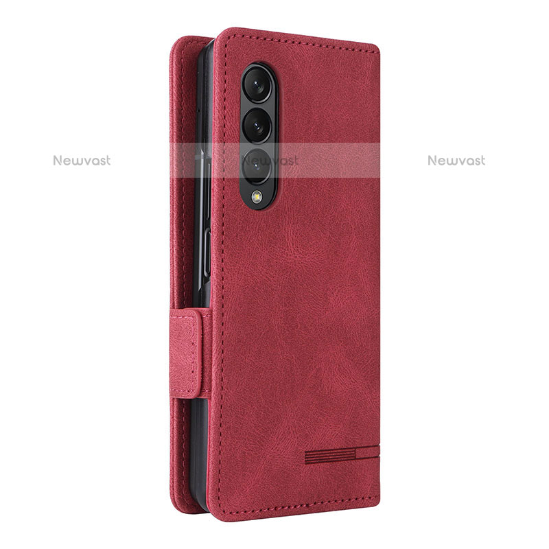 Leather Case Stands Flip Cover Holder L09Z for Samsung Galaxy Z Fold3 5G Red