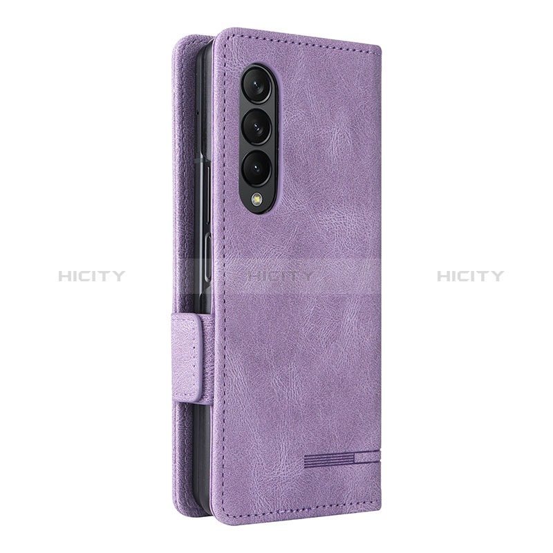 Leather Case Stands Flip Cover Holder L09Z for Samsung Galaxy Z Fold4 5G Purple