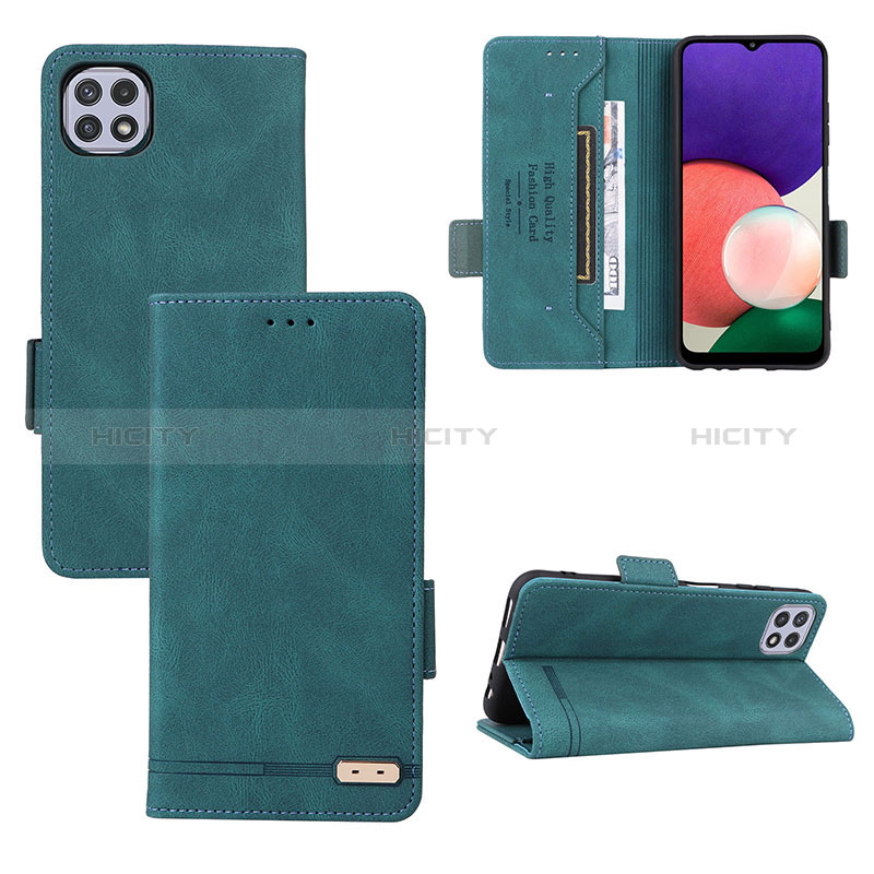 Leather Case Stands Flip Cover Holder L10Z for Samsung Galaxy F42 5G Green