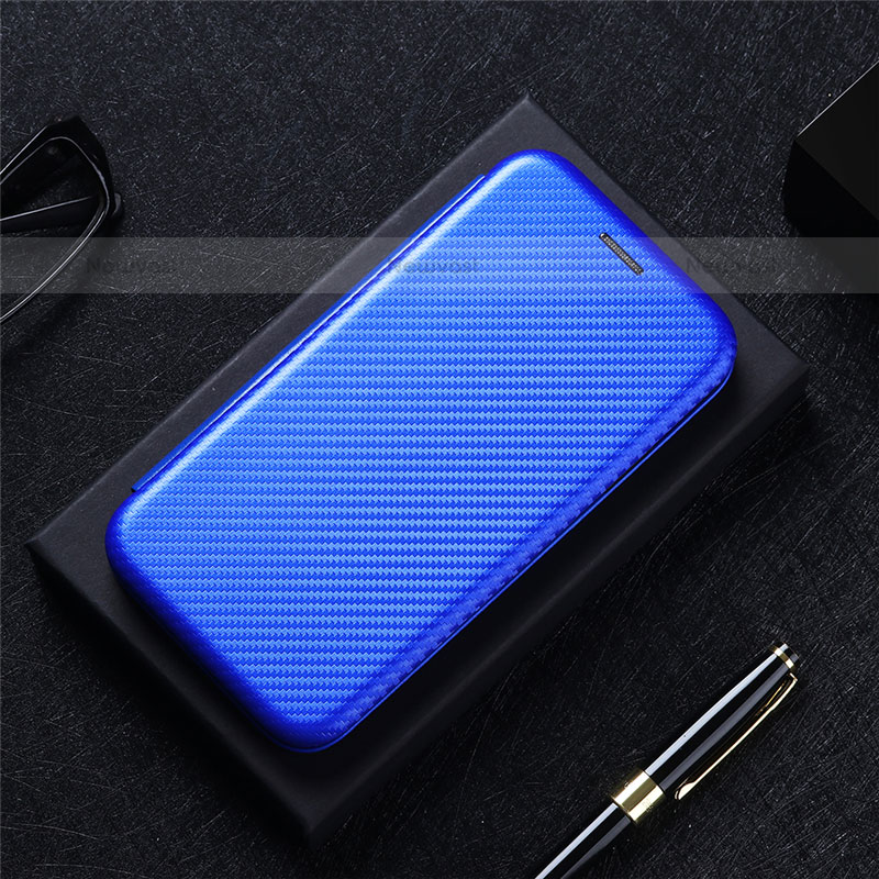 Leather Case Stands Flip Cover Holder L10Z for Samsung Galaxy S23 5G Blue