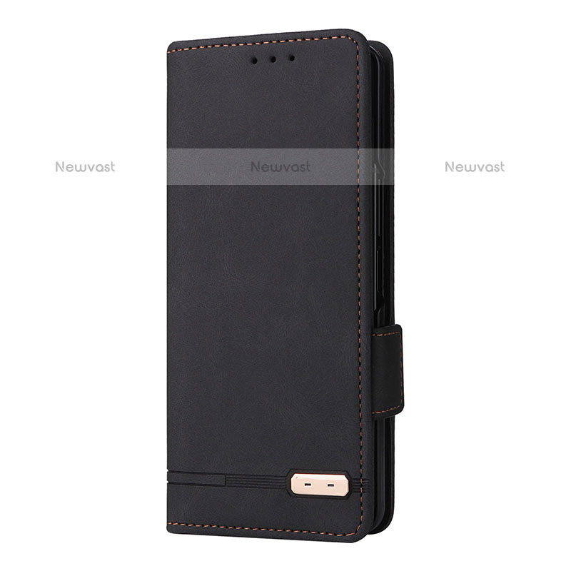 Leather Case Stands Flip Cover Holder L10Z for Samsung Galaxy Z Fold3 5G Black